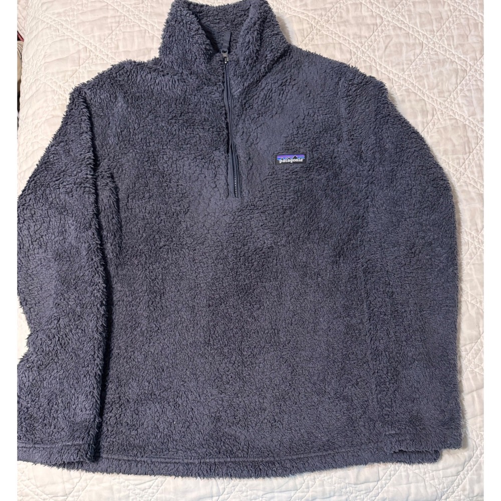 Patagonia Los Gatos Fleece Pullover Women Large Navy Blue Quarter Zip 25235